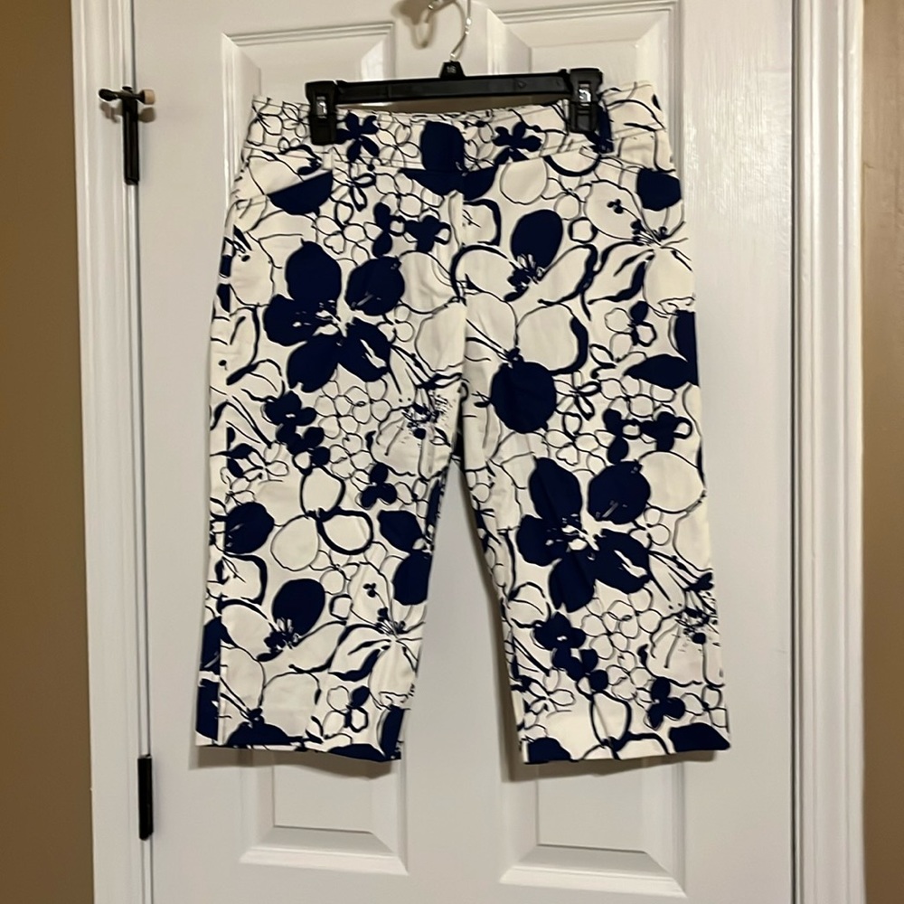 Ann Taylor Blue and white floral pattern capris by Ann Taylor